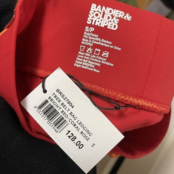 NEW! BANDIER & SOLID & STRIPED trek belt bag high waist legging bright red coral - Picture 4 of 6